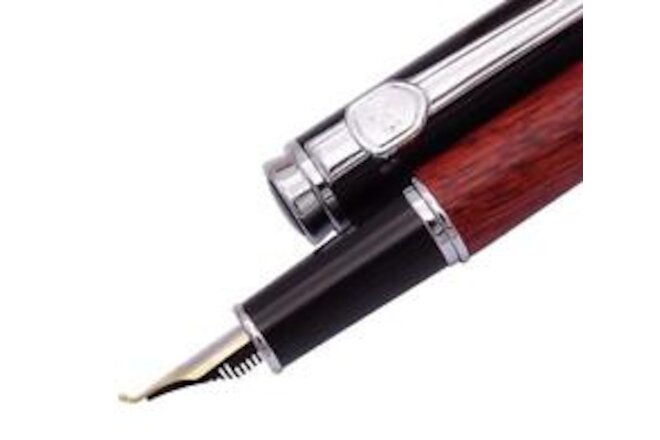 Jinhao Nature Rose Wood Fountain Pen Bent Nib(Fine to Broad Size)Fude Pen for C