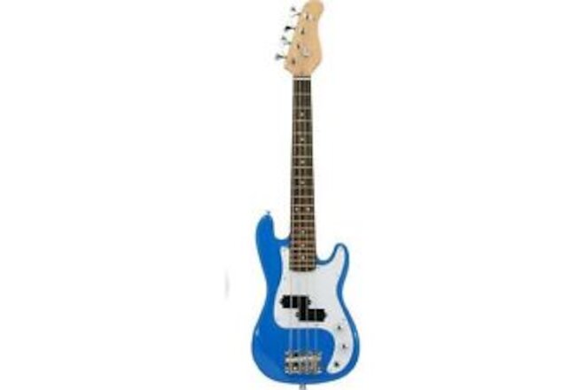 Electric Bass Guitar Small Scale 36 Inch Solid Body Phoenix Maple Rosewood Blue