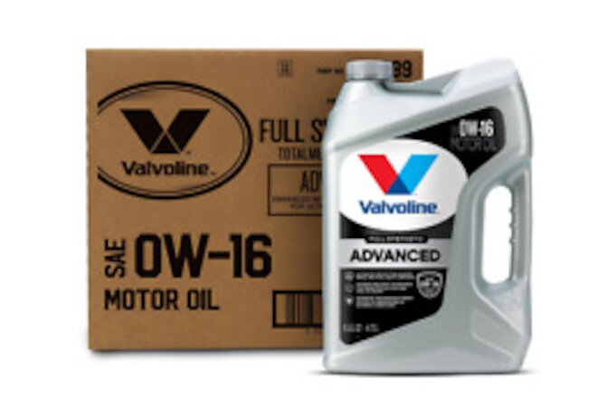 Valvoline Advanced Full Synthetic SAE 0W-16 Motor Oil 5 QT, Case of 3