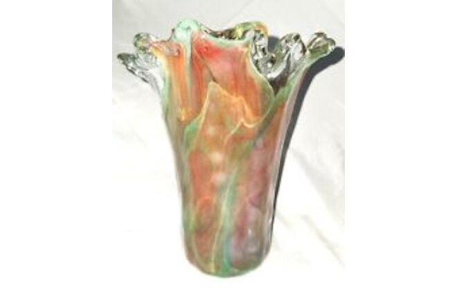 Murano Glass Vase Colorful Multi colors 12" Tall