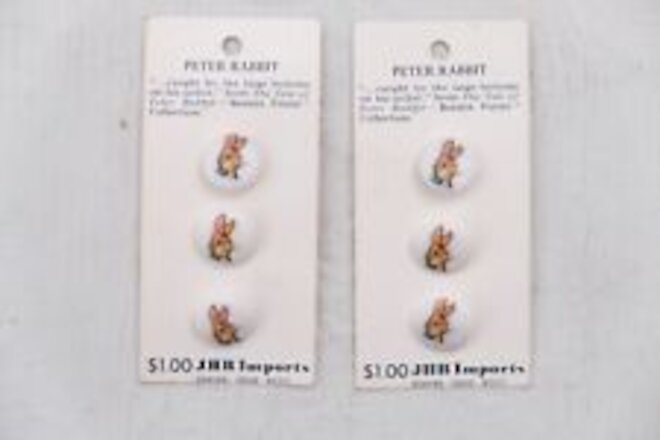 6 Vintage Peter Rabbit Buttons 5/8” Beatrix Potter JBH Imports 1976 Washable
