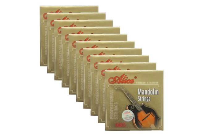 10Sets Alice Mandolin Strings Coated Copper Alloy Wound EADG  8 Strings Set AM05