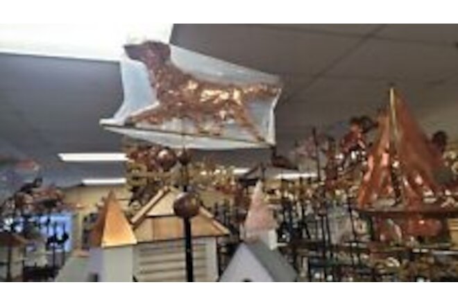 Beautiful copper golden retriever weathervane,ALL PARTS ,Slight ding AS SHOWN