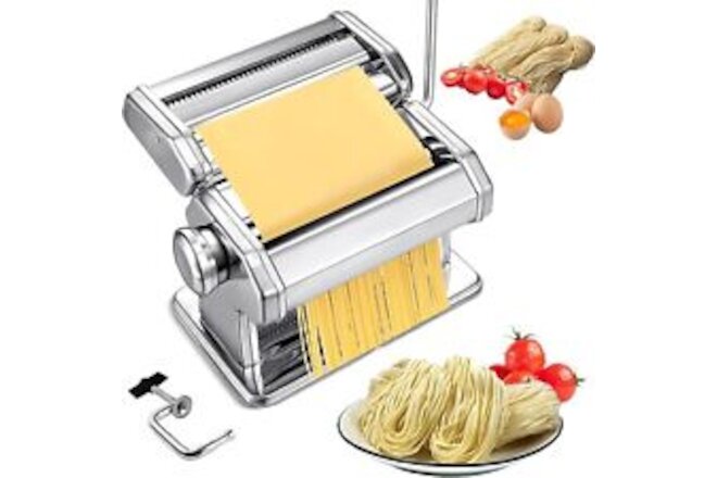 Wixkix Manual Pasta Maker Hand Crank Noodles Roller & Cutter Machine Stainless