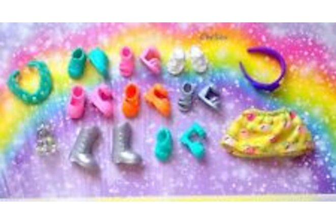 🎉Mattel Barbie Kelly Chelsea doll shoes with accessories Lot of 8 pairs#C🎉