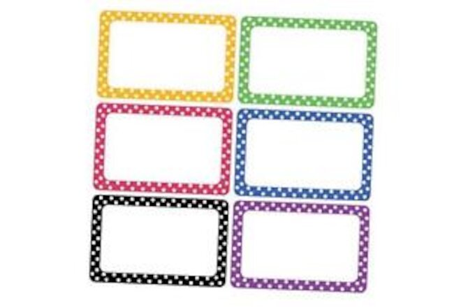 300 Cute Name Tag Stickers Colorful Border Name Labels for School, Office, Dot