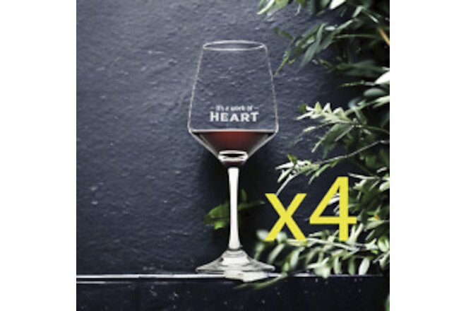 Work of Heart Wine Glasses x4 Premium 12 Oz Personalize Med Teacher Job NEW
