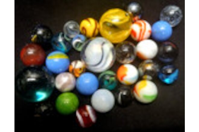 Vintage Marbles Lot Of 30 Mega Marbles Vacor .464"-.972"-Dia