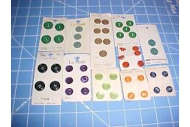 Vintage Buttons on a Card Lot (11) NOS La Mode, Le Chic Mixed Makers Multicolor