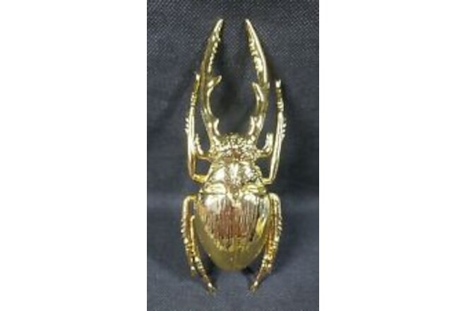 EGYPTIAN SCARAB GILT GOLD TONE FIGURAL 5.5" LONG LARGE PAPER WEIGHT 3D Detailed