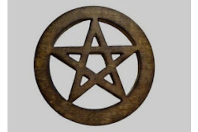 Wood Pentagram Altar Tile 4" Handmade Star Cut Out Pentacle Wicca Pagan