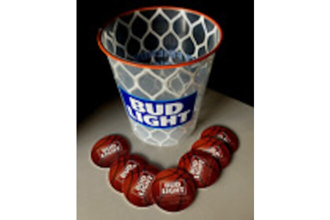 NEW 1 Bud Light Basketball Beer Ice Bucket Hoop  And 8 Bar Coasters