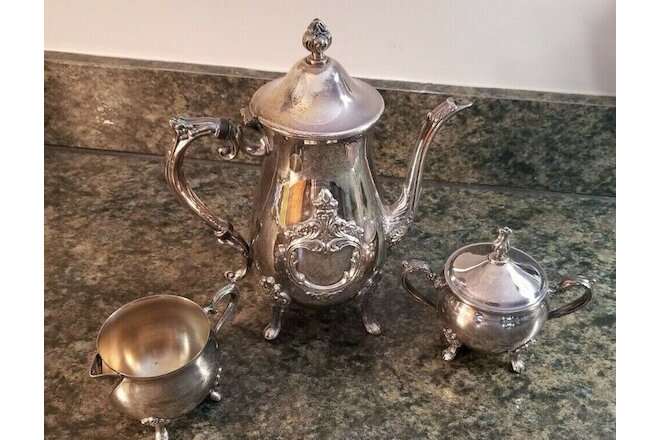 Leonard Silverplate Tea Set / Teapot, Creamer, & Sugar Bowl (Lot 122)
