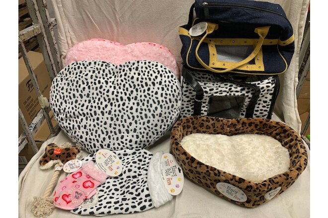 ~ Lot of 8 Aurora Plush Fancy Pals For Pets - Dog Cat Bed, Bag, Pillows Supplies