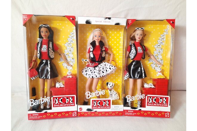 101 Dalmatians Barbie Lot of 3 NRFB 17248 21375 21376 1997 1998 Vintage