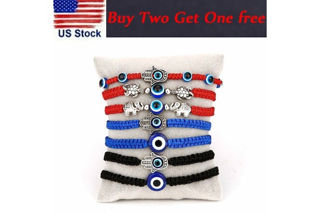 7Pcs Lucky Evil Eye Bead Bracelet Rope String Braided Bangle Jewelry Gift NEW