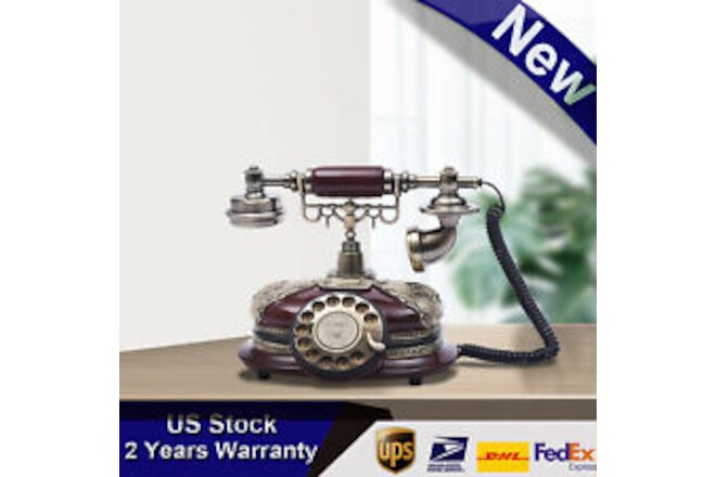 Resin Retro Rotary Phone European Vintage Dial Telephone Handset Landline Phone