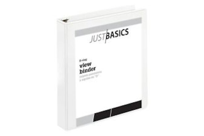 Just Basics Basic View 3-Ring Binder, 1 1/2" D-Rings, White