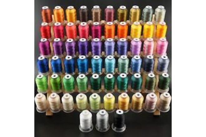 63 Brother Colors Polyester Embroidery Machine Thread Kit 500M (550Y) Each Sp...