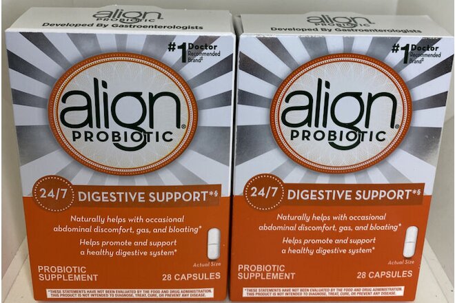 LOT 2 Align Probiotic 24/7 Digestive Support 28 Capsules  NEW .