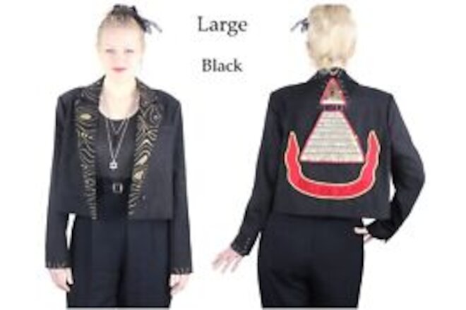 Desperately Seeking 80s Pyramid Style Size Large Black Glitter Blazer NWT