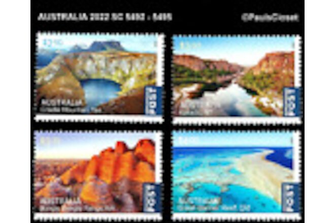 AUSTRALIA 2022 SC 5492-95 AERIAL VIEWS $2.90, $3.50, $3.70 & $4.00 MNH OG VFINE