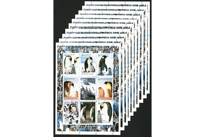 Niger 1998 Wholesale Lot Of 10 Stamps Sheets Penguins Ocean Year MNH #12957