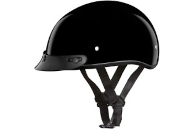 Helmets Motorcycle Half Helmet Skull Cap Jr.- Hi-Gloss Black 100% DOT Approved