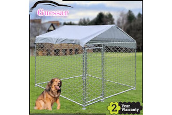 Backyard Dog Kennel Outdoor Pet Pen Chain Link Fence House Large Cage 6.6x6.6ft