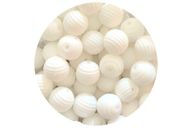 10x silicone beads SNOW WHITE 15mm Beehive round textured jewellery DIY keyring