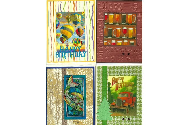 Handmade MEN BIRTHDAY CARDS #B31--Lot of 4