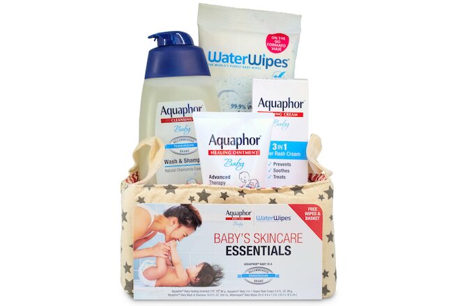 Aquaphor Baby Skincare Essentials With WaterWipes, 4 Piece Baby Gift Set