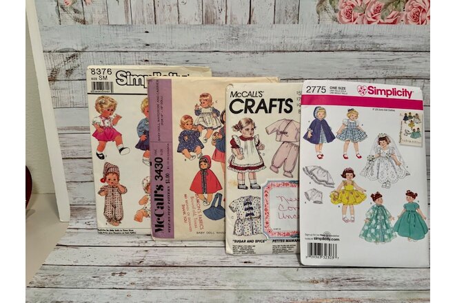 Doll Clothes Patterns Some Vintage….Lot of 4..Mcall’s and Simplicity