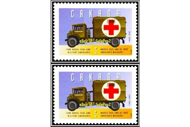 2x CANADA 1993 FORD MILITARY AMBULANCE MINT FV FACE 10 CENT MNH RARE STAMP LOT