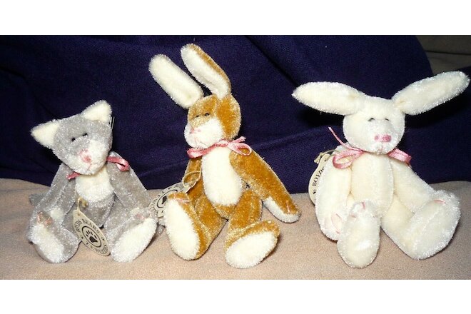 Boyd Bears  T F WUZZIES  3  miniatures - 2 Bunnies - 1 CAT - New w/ Hangtags