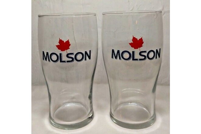 Molson Canadian 16 Oz Beer Drinking Glasses - Set of 2 Pint Glasses