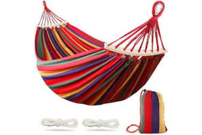 Double Hammock 2 People Canvas Cotton Hammock with Carrying Bag Travel