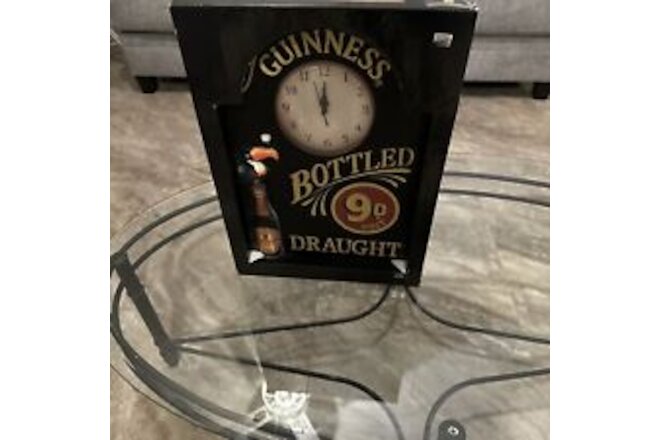 NEW Guinness Bottled 9D Pint Draught Wooden 3-D Clock - Dark Beer Sign 13x18”