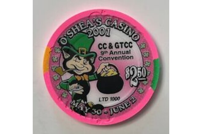 O’Sheas $2.50 Casino Chip Las Vegas Nevada CCGTCC 2001 Convention LTD