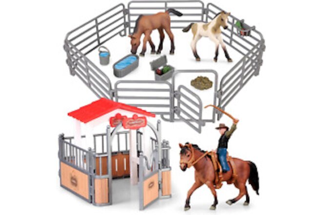 Toy Horses,Horse Stable Playset,Horse Toys for Girls 6 8 10 12,Farm Animals B...