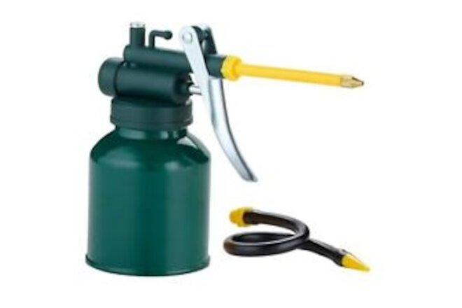 Metal Oil Can Pump Oiler with 2 Spout for All Lubrication Needs - 8oz Green