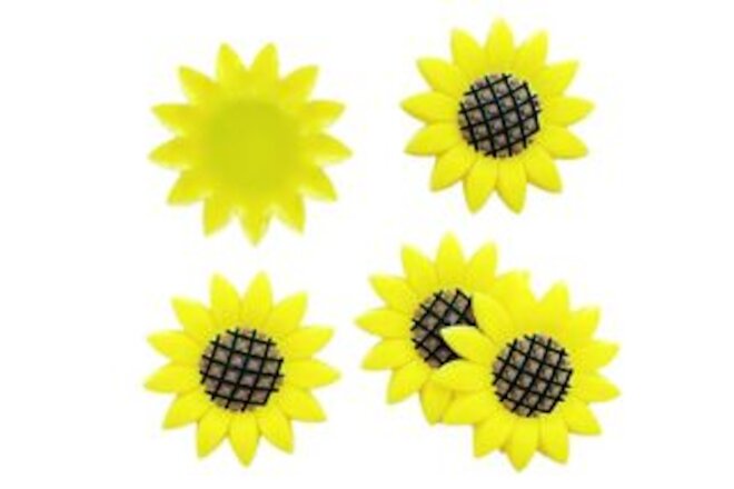 6PC Sunflower 3D Flatback Embellishment Hair Bows Crafts Gift Wrap Spring Easter