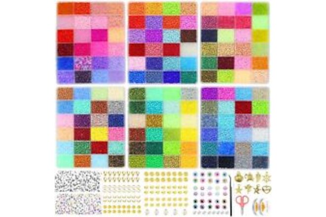 36000pcs Glass Seed Beads for Jewelry Making Kit, 144 Colors 3mm Small Seed B...