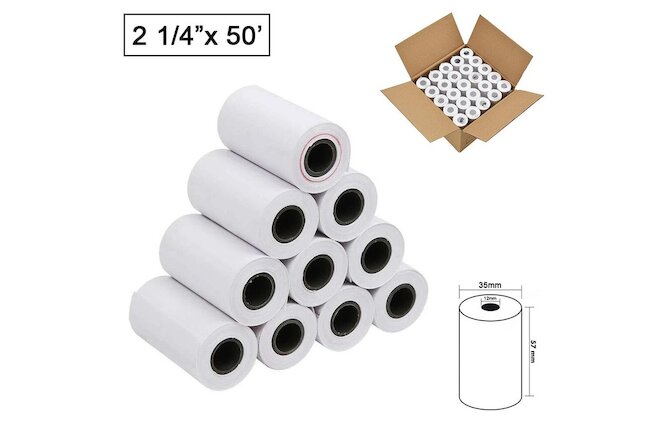 50 Rolls Thermal Paper 2 1/4" x 50' Credit Card Cash Register POS Receipt Paper