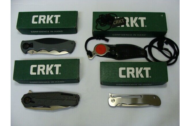 (4) CRKT Folding Knives & Neck Knife Models 5040-2842-7730-5030 NIB FREE SHIP