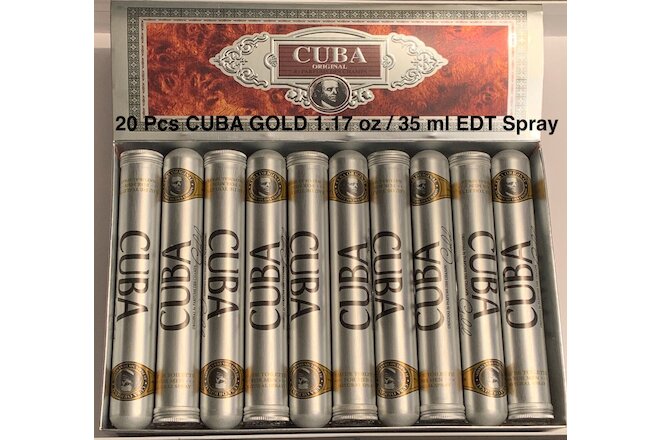 Lot of 20Pcs - CUBA GOLD 1.17 oz /35ml Eau de Toilette Spray, For Men New in Box