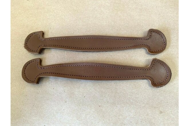 2  Brown Leather 9 1/4" Trunk Handles   trunk chest steamer luggage strap
