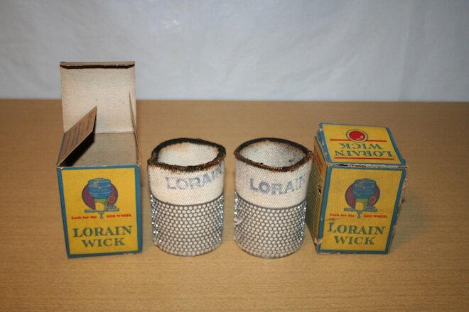 2 Lorain Wicks Oil Stove Wicks with Metal Carrier American Stove Company
