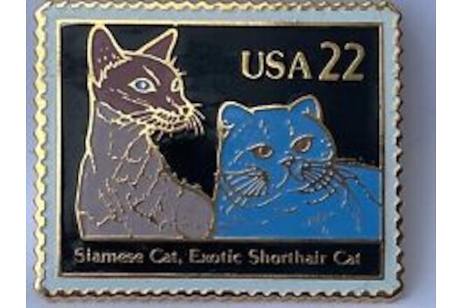 SIAMESE EXOTIC SHORTHAIR Cat 1988 #2372 22c Stamp Pin Pinback NEW