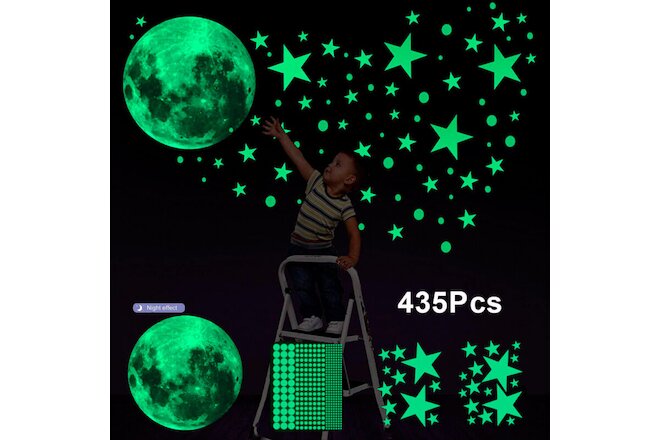 435 Glow in the Dark Stars Moon Luminous Wall Stickers 3D Decal Kid Room Decor
